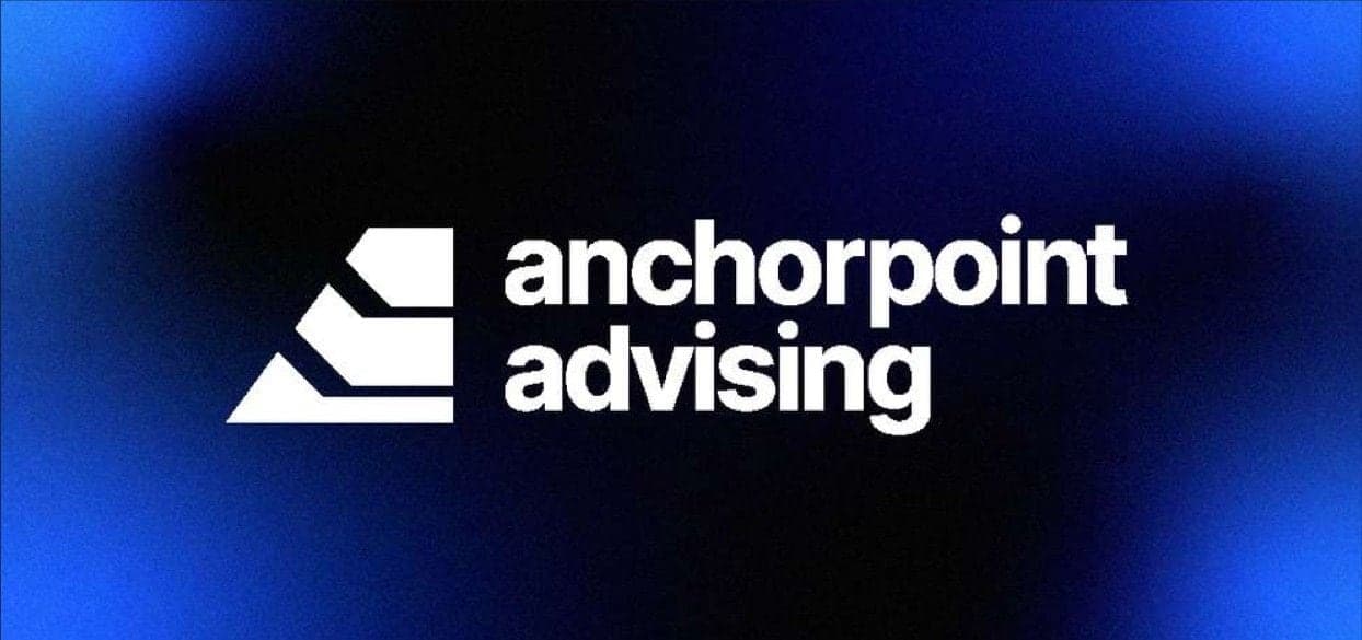 Anchorpoint Advising logo in white on an electric-blue gradient