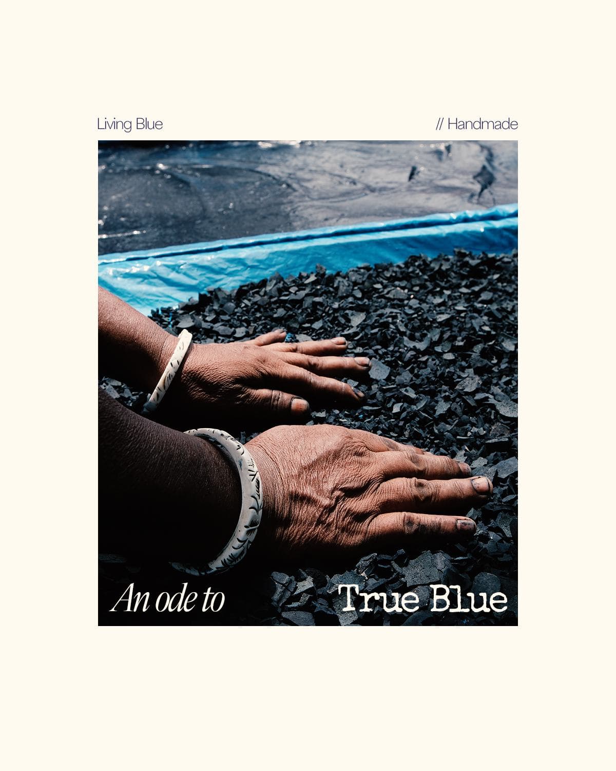 “An ode to True Blue”: hands in freshly harvested indigo