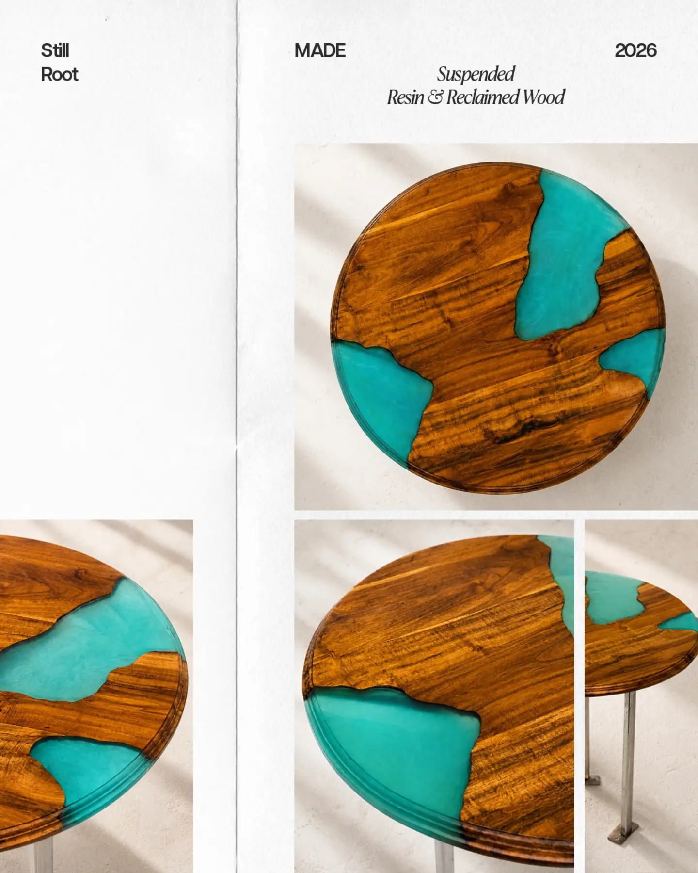 Suspended Resin & Reclaimed Wood: the coffee table with a turquoise resin river