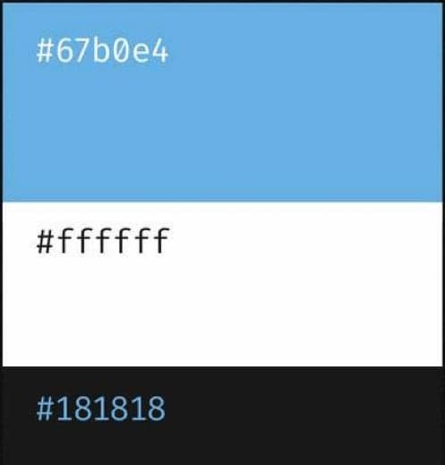 Palette: #67b0e4, #ffffff and #181818
